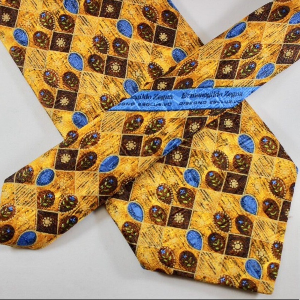 Ermenegildo Zegna Tie Orange Floral Foulard EUC